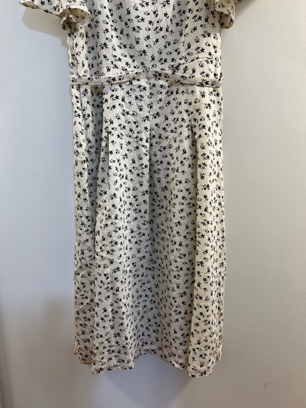 28. A New Day - Women's Flutter Sleeve Belted Midi Dress - A New D Cream/Black - Picture 7 of 16